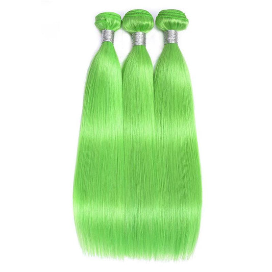 Modern Show Long Straight Neon Green Color Hair Bundles Brazilian Human Hair Weave 3Pcs/lot