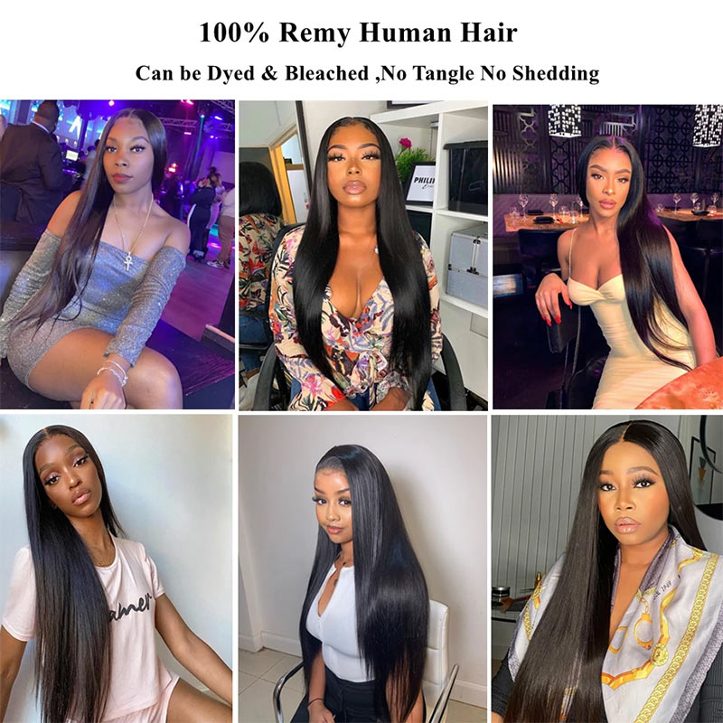 Modern Show 40 Inch Long Straight Human Hair With Frontal 100 Real Remy Hair 3 Bundles With Lace Frontal Closure