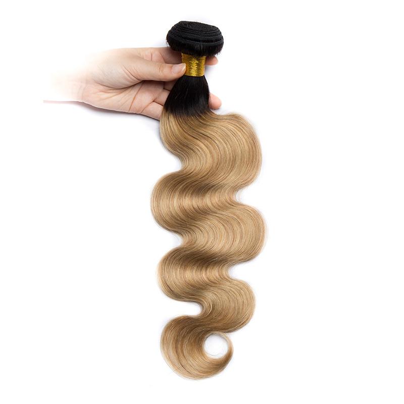 Modern Show Ombre Body Wave Hair 1 Bundle 1b/27 Middle Golden Color Human Hair Weft Brazilian Weave Remy Hair Extensions