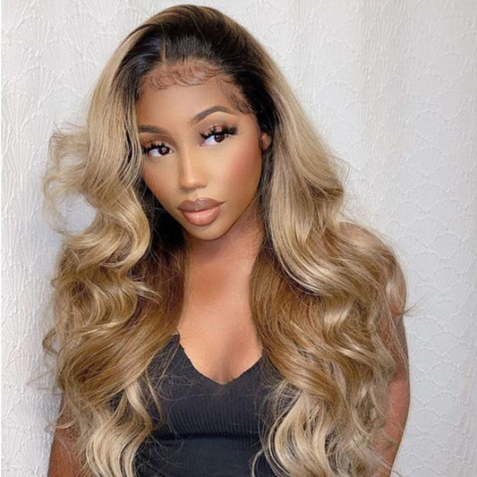 Modern Show 1B/27 Ombre Blonde Color Hair Body Wave 4 Bundles With Closure Brazilian Weave Human Hair With 4x4 Lace Closure
