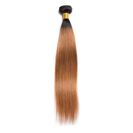 Modern Show 1B/30 Middle Brown Ombre Hair Extensions Straight Human Hair Weave 1 Bundle Brazilian Remy Hair Weft