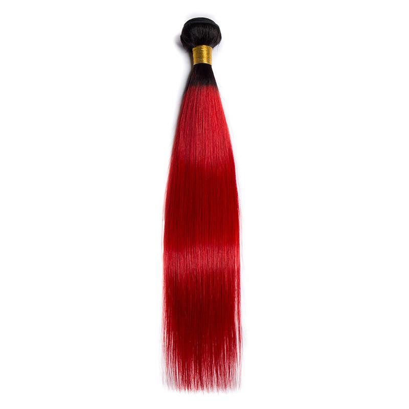 Modern Show Two Tone 1B/Red Color Ombre Straight Hair 1 Bundle Brazilian Remy Human Hair Extensions
