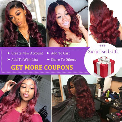 Modern Show Ombre 1B/99J Burgundy Bundles Brazilian Body Wave Human Hair Weave 3Pcs Hair Extensions