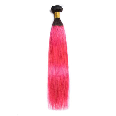 Modern Show 1B/Pink Ombre Hair Extensions Brazilian Straight Human Hair Weave 1 Bundle Two Tone Color Remy Hair Weft