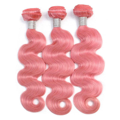 Modern Show Long Wavy Pink Colored Hair Bundles Brazilian Body Wave Human Hair Weave 3Pcs/lot