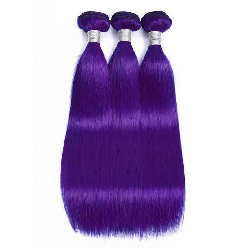Modern Show Purple Colored Hair Bundles Long Straight Brazilian Weave Human Hair 3Pcs/lot
