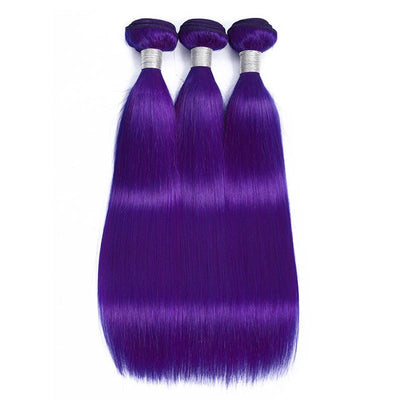 Modern Show Purple Colored Hair Bundles Long Straight Brazilian Weave Human Hair 3Pcs/lot