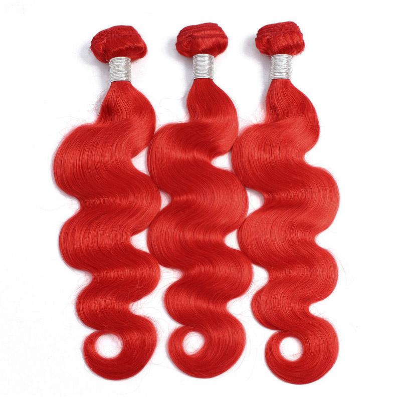 Modern Show Long Wavy Red Colored Hair Bundles Brazilian Body Wave Human Hair Weave 3Pcs/lot