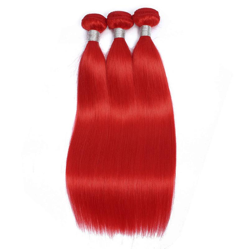 Modern Show Red Colored Hair Bundles Straight Human Hair Brazilian Weave 3Pcs/lot