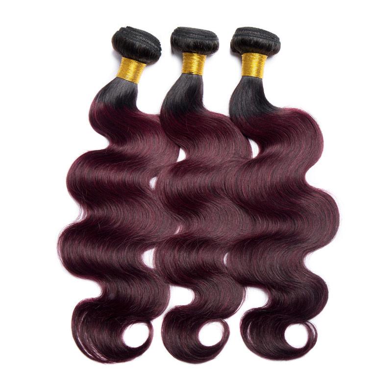 Modern Show 1b/dark 99j Ombre Color Hair Body Wave 3 Bundles Brazilian Weave Remy Human Hair Weft