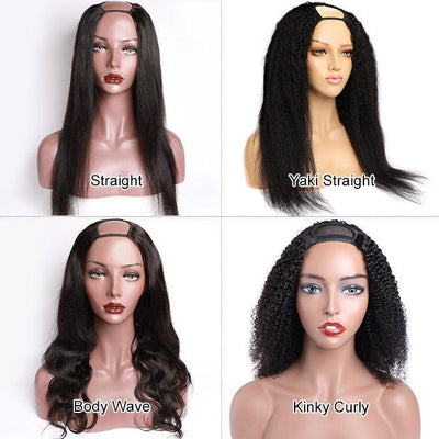 Modern Show U Part Wig | Glueless Remy Human Hair Wigs 2x4 U Part Machine Made Wig 28 Inch Long Straight/Body Wave/Yaki Straight/Kinky Curly Wigs