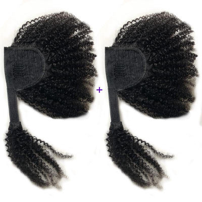 Buy 1 Get 1 Free | Modern Show Human Hair Ponytail Wrap Around Clip In Hair Extensions Straight/Body Wave/Afro Curly Hair Velcro Ponytail
