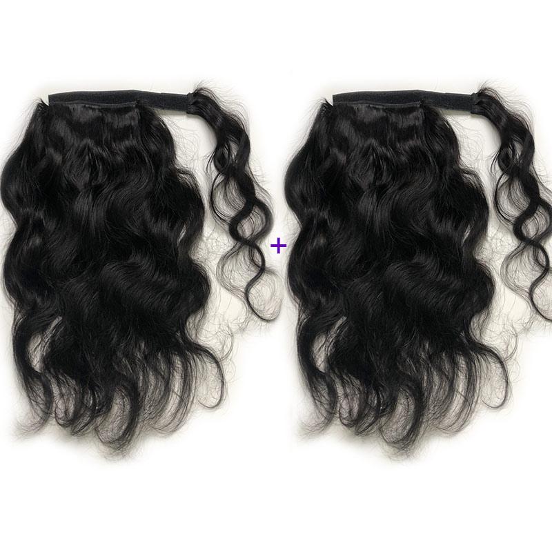 Buy 1 Get 1 Free | Modern Show Human Hair Ponytail Wrap Around Clip In Hair Extensions Straight/Body Wave/Afro Curly Hair Velcro Ponytail
