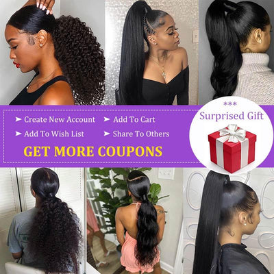 Buy 1 Get 1 Free | Modern Show Human Hair Ponytail Wrap Around Clip In Hair Extensions Straight/Body Wave/Afro Curly Hair Velcro Ponytail