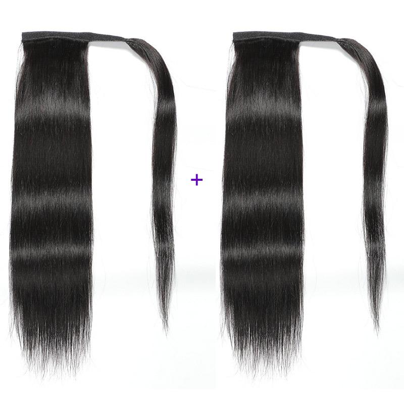 Buy 1 Get 1 Free | Modern Show Human Hair Ponytail Wrap Around Clip In Hair Extensions Straight/Body Wave/Afro Curly Hair Velcro Ponytail