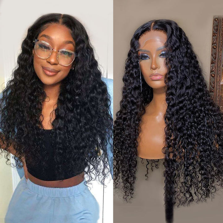 Wear And Go Glueless Curly Wigs Human Hair For Black Women Pre Plucked Pre Cut 5x5 HD Lace Closure Wigs Brazilian Virgin Curly Human Hair Wig For Beginners Natural Color 18 Inch - View #8