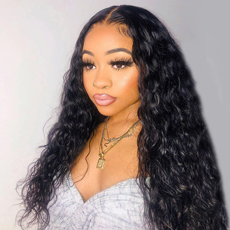 U Part Wig | Brazilian Water Wave Human Hair Wigs Loose Curly Remy Hair No Lace Machine Made U Part Wigs