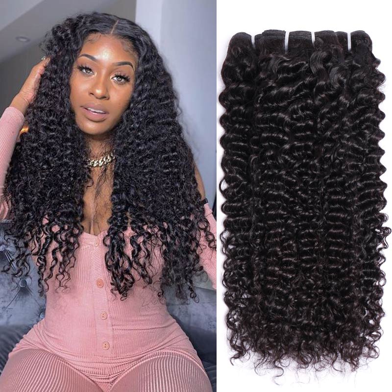 Modern Show Brazilian Deep Wave Curly Human Hair Weave 3 Bundles Natural Black Color Jerry Curly Hair Extension