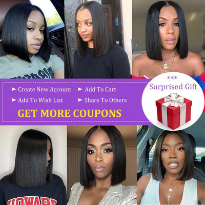 Modern Show Short Blunt Cut Bob Wig Brazilian Straight Human Hair Lace Front Wigs Pre Plucked