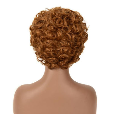 Modern Show #30 Brown Color Short Loose Wave Human Hair Wigs Glueless No-Lace Wig For Women