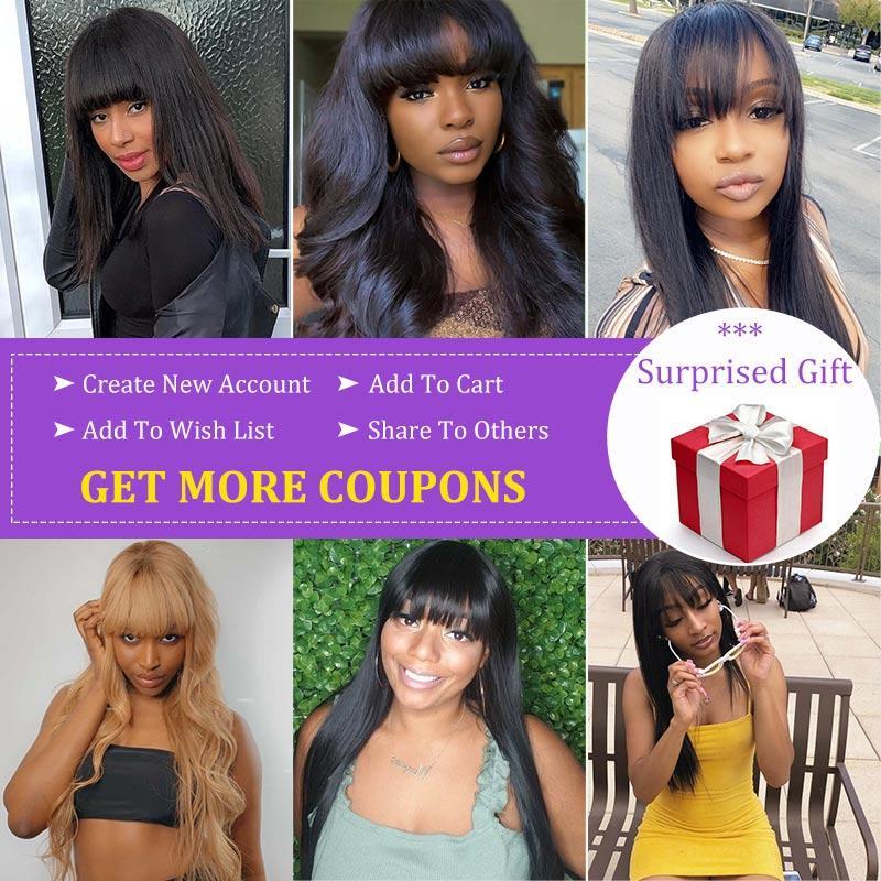 Buy 1 Get 1 Free 2 Wigs Modern Show Glueless Human Hair Wigs With Bangs Brazilian Hair Wigs ModernShow