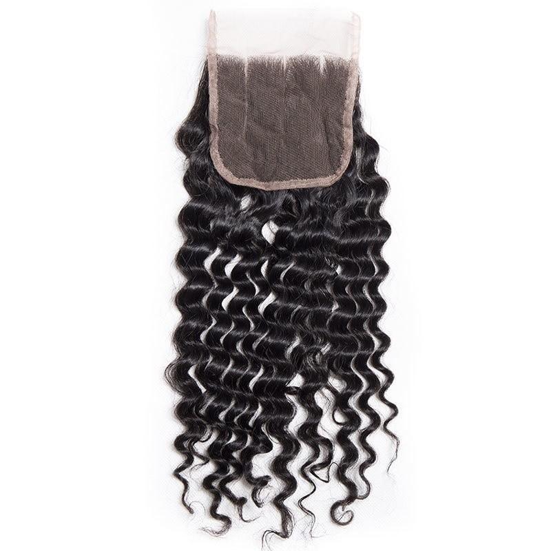 Modern Show Virgin Peruvian Curly Human Hair Swiss Lace Closure With Baby Hair