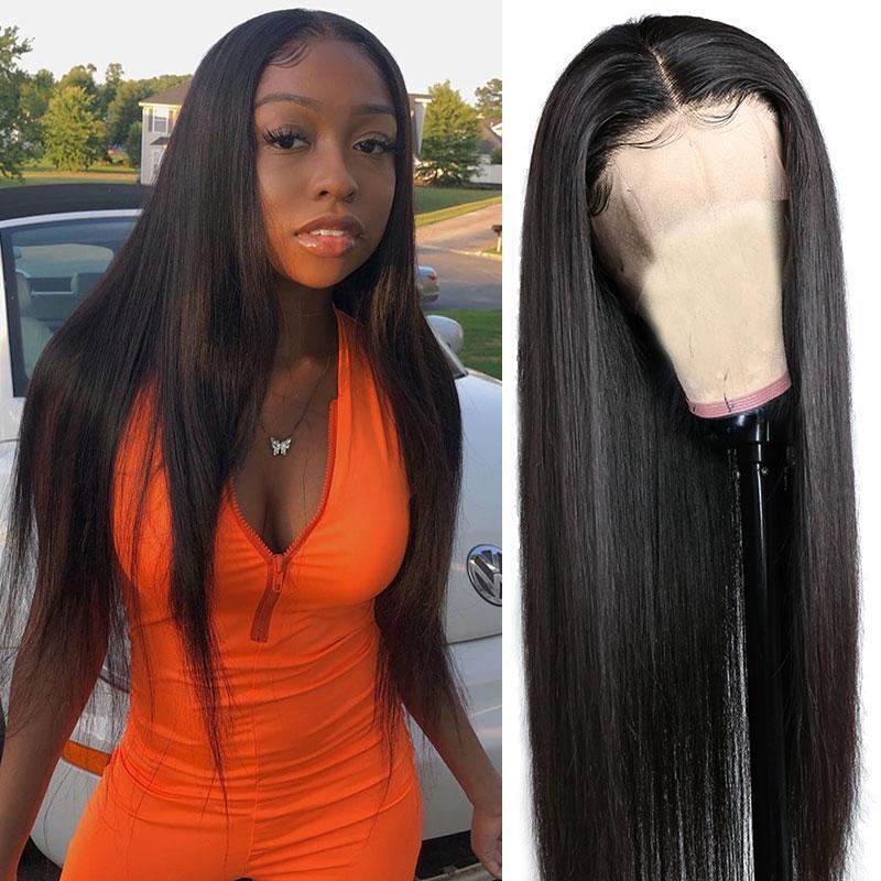 Modern Show 150 Density Peruvian Straight Virgin Human Hair 360 Lace Frontal Wigs Pre Plucked With Baby Hair