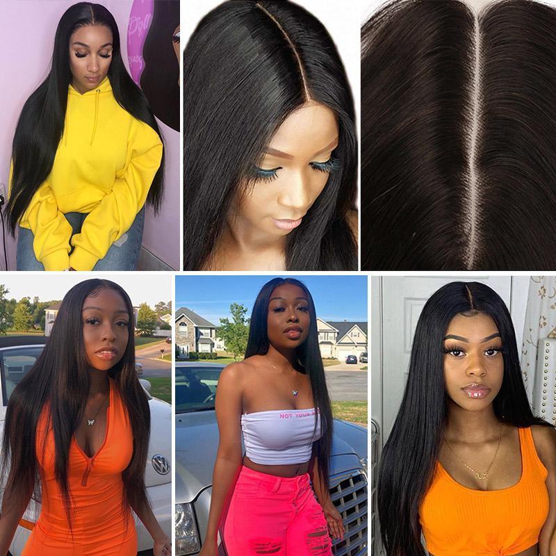 Modern Show 2x6 Inch Deep Part Closure Brazilian Straight Remy Human Hair Swiss Lace Closure Middle Part With Baby Hair-customer show