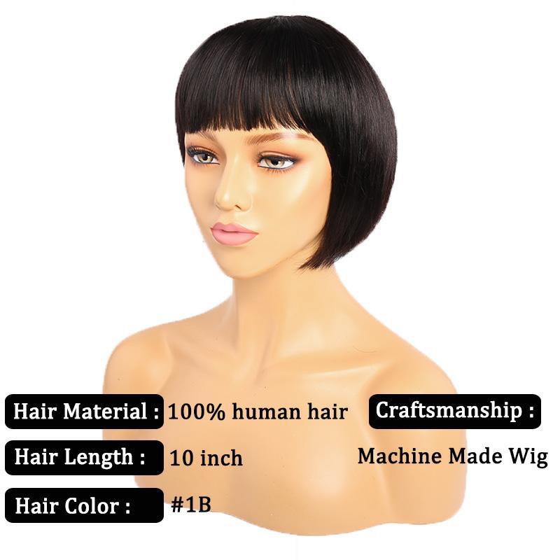 Modern Show Straight Human Hair Wigs Short Bob Wig With Bangs For Black Women
