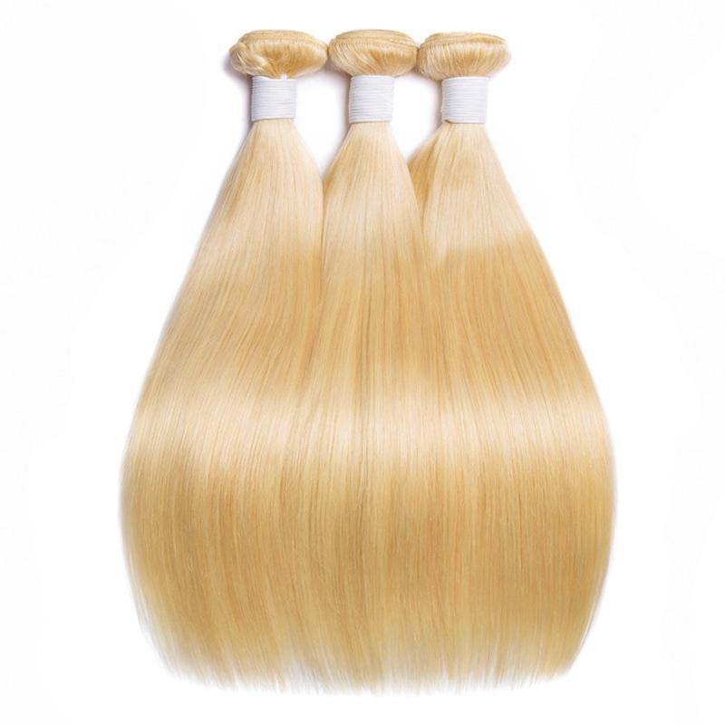Modern Show #613 Blonde Color Brazilian Un-remy Human Hair 3 Bundles Straight Hair