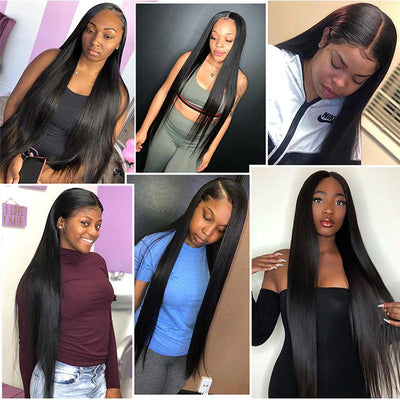Modern Show Long Brazilian Straight Hair 4 Bundles Silky Straight Human Hair Weave Natural Black Color