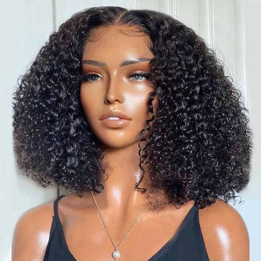 Short Brazilian Curly Bob Wigs Virgin Remy Human Hair Lace Front Wigs With Baby Hair For Sale