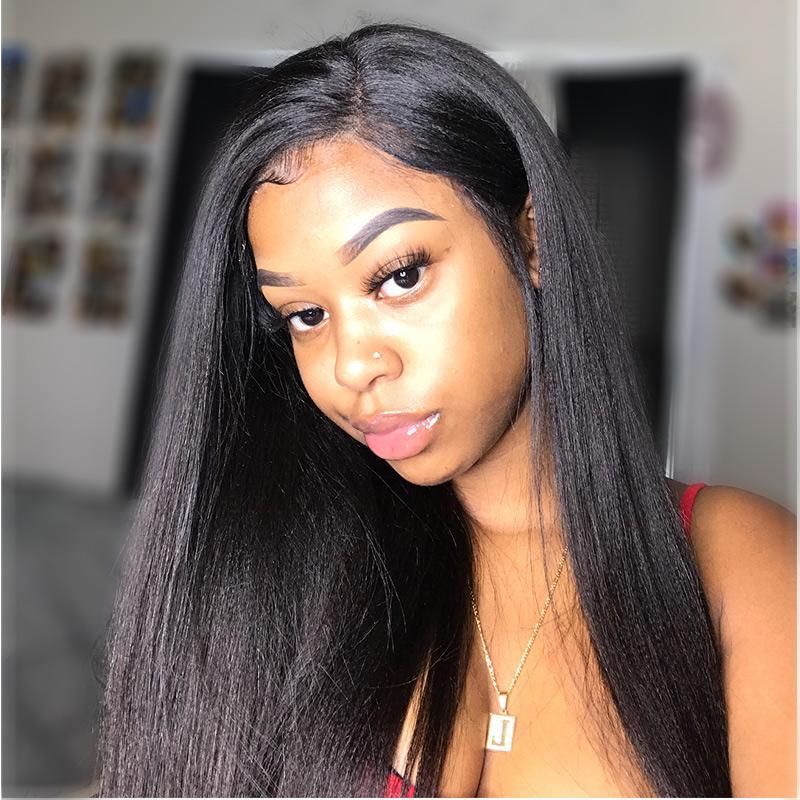 Modern Show Hair 180 Density 360 Lace Frontal Wigs With Baby Hair Brazilian Straight Human Hair Wigs For Black Women