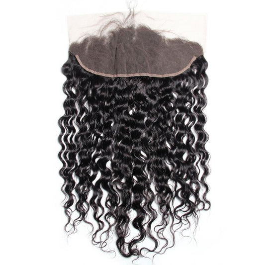 Modern Show Brazilian Water Wave HD Transparent 13x4 Ear To Ear Lace Frontal Closure With Baby Hair Black Wet And Wavy Human Hair