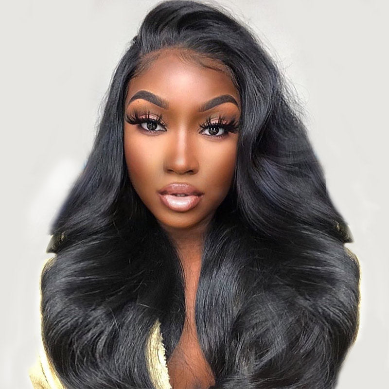 High Density Glueless Indian Body Wave Lace Front Wigs With Baby Hair Pre Plucked Virgin Remy Human Hair Wigs
