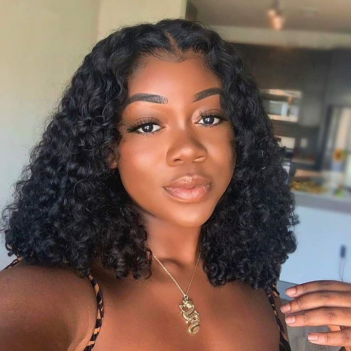 Black Bob Raw Indian Human Hair Invisible Lace Front Wigs  display picture 1