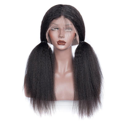 Modern Show Hair 150 Density Real Raw Indian Yaki Straight Remy Human Hair Wigs Kinky Straight Lace Front Wigs For Women