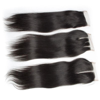 Modern Show Virgin Remy Brazilian Straight Human Hair Weave 4 Bundles With Lace Closure-4x4 lace closure