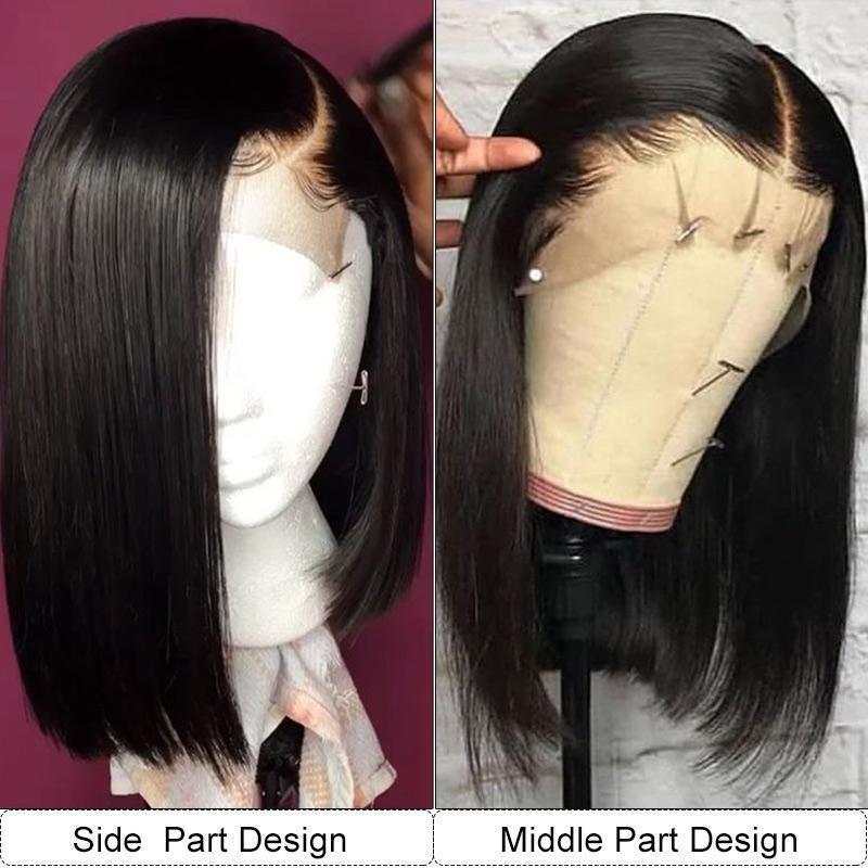 150 Density Peruvian Remy Straight Short Bob Wig Glueless Lace Front Human Hair Wigs With Baby Hair show and hairline