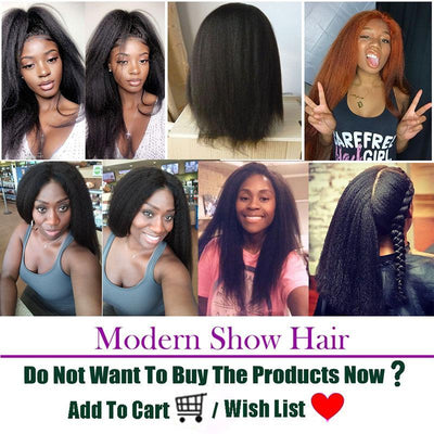Modern Show Hair 150 Density Natural Malaysian Yaki Straight Human Hair Wigs Afro Kinky Straight Lace Front Wigs For Sale-customer show
