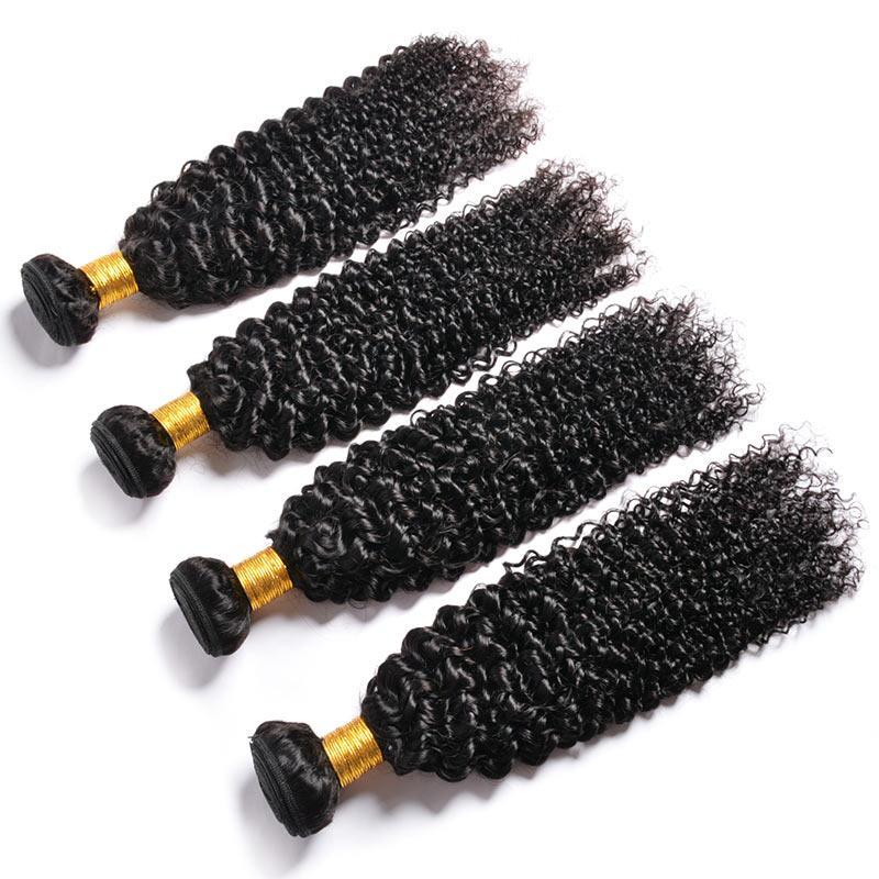 Modern Show Brazilian Kinky Curly Human Hair 4 Bundles 30 Inch Long Afro Curly Hair Weave Natural Black Color