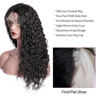 Modern Show Hair 150 Density Wet And Wavy 360 Lace Wigs Peruvian Water Wave Remy Human Hair Lace Frontal 360 Wigs