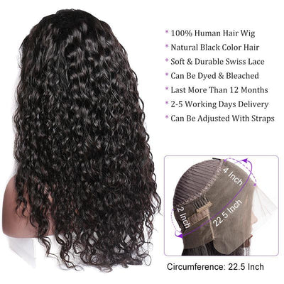 Modern Show Hair 150 Density Brazilian Water Wave 360 Lace Wig Remy Human Hair 360 Lace Front Wigs Pre Plucked With Baby Hair-lace wig cap show