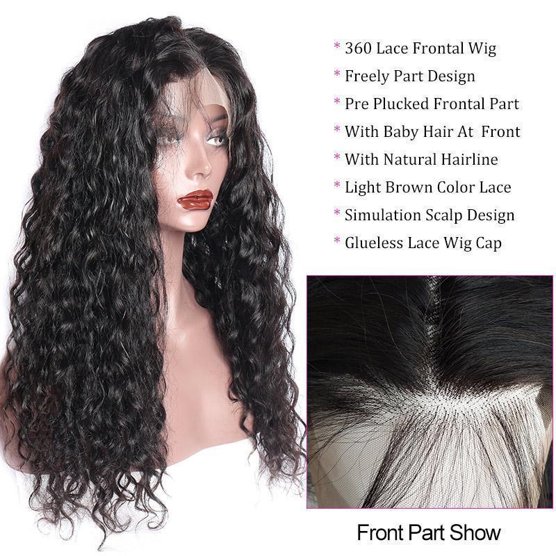 Modern Show Hair 150 Density Water Wave Pre Plucked 360 Lace Wigs With Baby Hair Real Raw Indian Remy Human Hair Wigs For Sale-hair line show