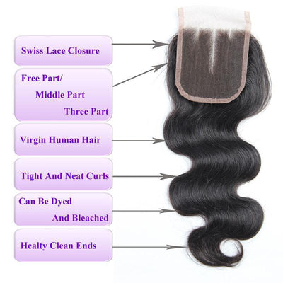 Modern Show 28-40 Inch Long Black Body Wave Hair 3 Bundles With Closure Remy Human Hair Weave For Sew In