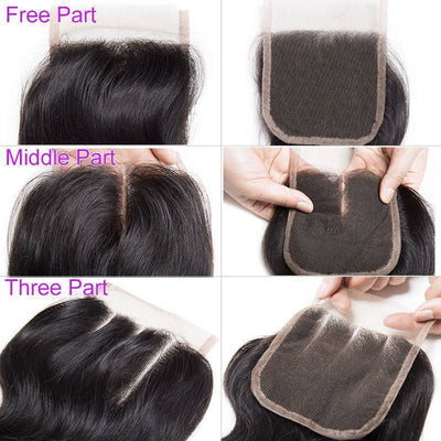 Modern Show Hair Unprocessed Raw Indian Virgin Remy Human Hair Weave Body Wave 3 Bundles With Lace Closure-lace closure part show