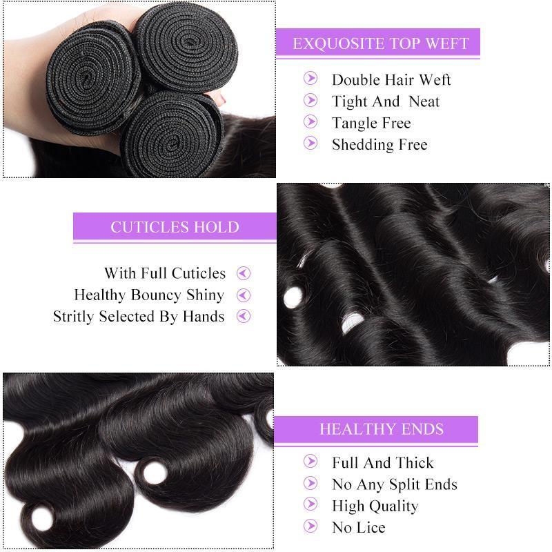 Modern Show Hair High Quality Malaysian Virgin Remy Body Wave Human Hair 4 Bundles With Lace Closure Deal-body wave hair texture