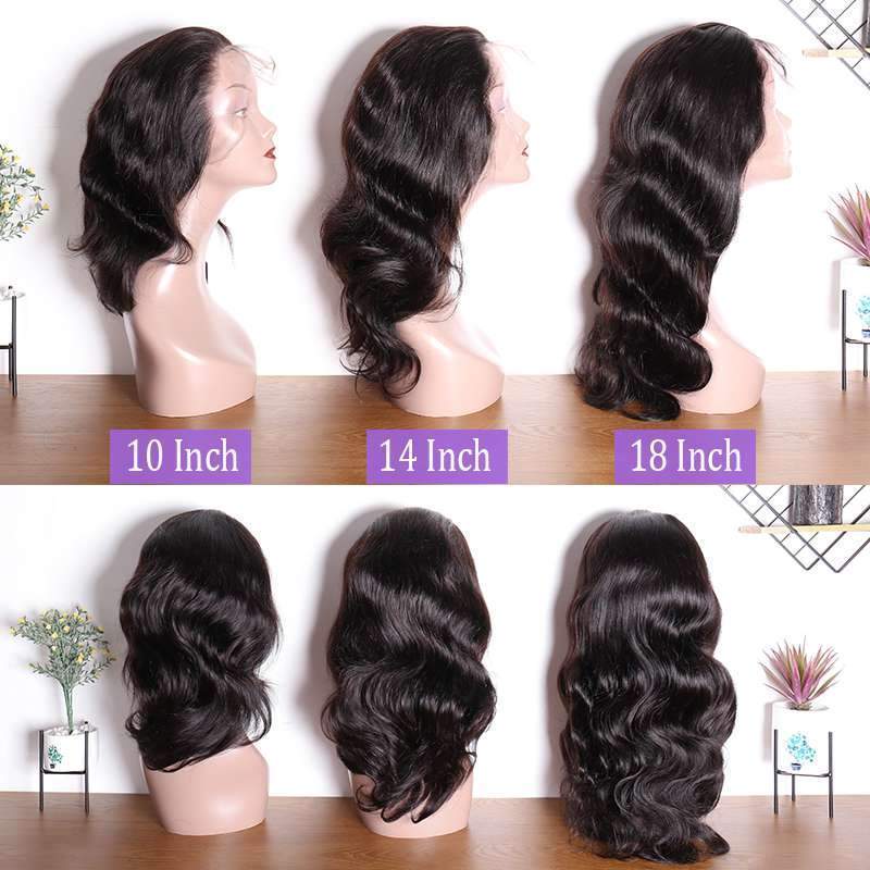 150 Density Unprocessed Virgin Malaysian Body Wave Weave Human Hair Lace Front Wigs For Black Women-hair length
