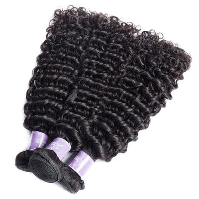 Modern Show Unprocessed Brazilian Curly Virgin Hair 3 Bundles Deep Wave Curly Weave Human Hair Extensions-3 pcs