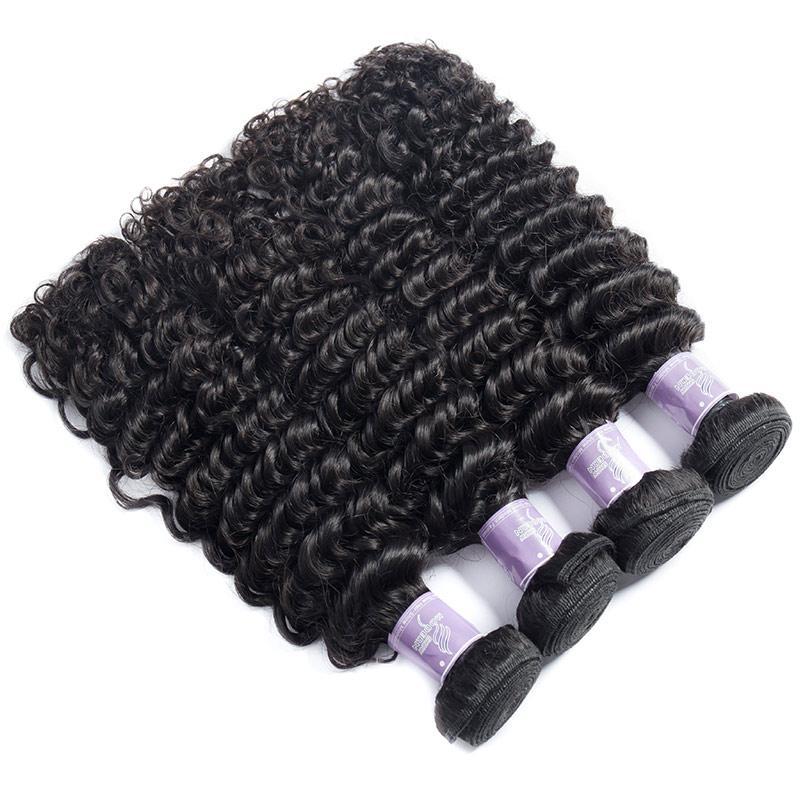 Modern Show 10A Brazilian Virgin Remy Curly Human Hair Weave 4 Bundles With Lace Closure-4 pcs curly weave human hair